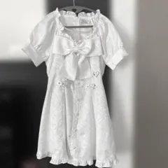 アンクルージュ　パール付きホワイトミニワンピース