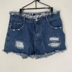 レディース デニム ショートパンツ ダメージ加工 29インチ