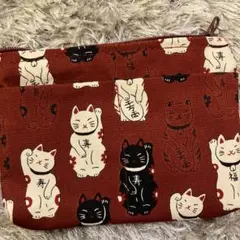 未使用　自宅保管品　招き猫柄 コインケース 小銭入れ ミニポーチ キーケース