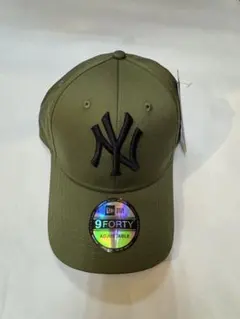 New Era NY Olive色Black刺繍男女用キャップフリ➖サイズ