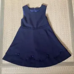 冠婚葬祭　ネイビー ノースリーブ ワンピース 125-135