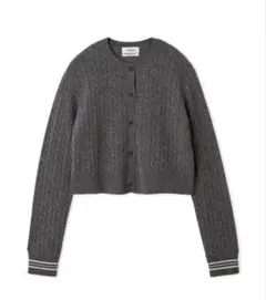 カシミヤタッチ配色ケーブルニットカーディガン