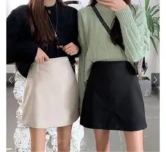 GRL インパン裏地付き台形ミニスカート　at1753