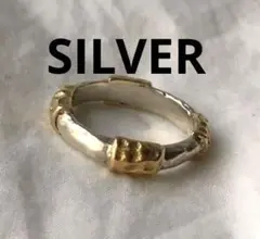 ビンテージ　バンドリング　シルバー　ゴールドコーティング　SILVER　鎚目