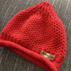 子供　どんぐり帽　赤　ニット帽　とんがりニットキャップ　レッド