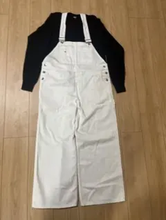ホワイト コットン　オーバーオール