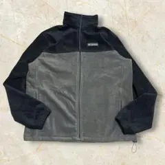 四*ー様 00s コロンビア フリースジャケット US 刺繍ロゴ フルジップ 黒