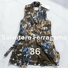 未使用 フェラガモ シルク混 ボタニカルジレ 36のサムネイル