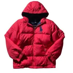 美品 ポロラルフローレン ダウンジャケット ビッグポニー M～Lサイズ相当 赤紺