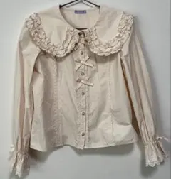 axes femme kawaii 丸襟コットンフリルブラウス 生成