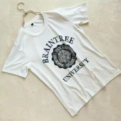 カレッジロゴTシャツ 半袖 クルーネック ホワイト系 トップス アメカジ M