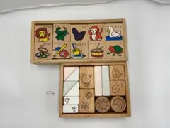 木製教育用「積み木2種 」　ひらがなとイラストの積み木セット！m0031
