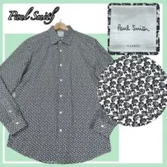 美品✨ポールスミス 魅惑のローズ総柄 コットン長袖シャツ モノトーン 日本製XL
