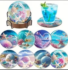 ダイヤモンドアート コースター 8枚セット 海のサムネイル