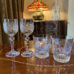 ボヘミア　切子　ロックグラス　ワイングラス　ペア　セット
