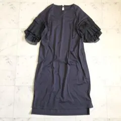 新品未使用 ヤマダヤFENNEL 綿100% ボリュームスリーブワンピ 38 M