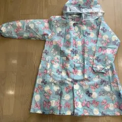 美品！可愛リボン柄 レインコート キッズ用Lサイズ135〜140cm袋付き