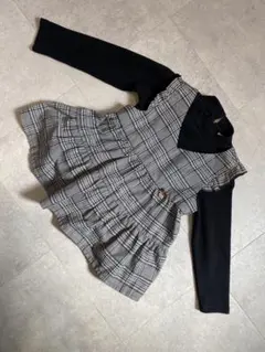 プティマイン　千鳥格子柄 ドッキングワンピース チュニック 120 女の子