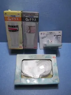 一番くじ◎ドラえもん4種セット◎グラスフィギュアトレイ双葉型お皿