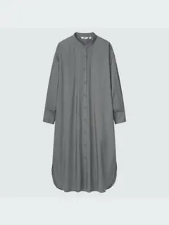 ユニクロ コットンギャザーロングシャツワンピース