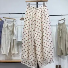 ゆったり系 ワイドパンツ 着心地いい ドット柄 プリント カジュアルパンツ