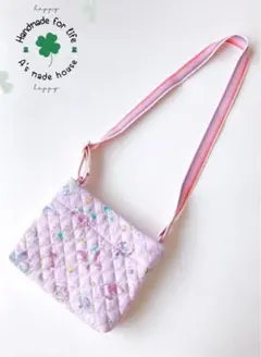 キルティング　キッズポシェット　おでかけショルダーバック　【パープルユニコーン】