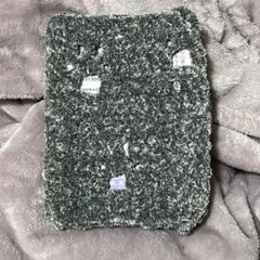 グレー 毛糸編み ブックカバー