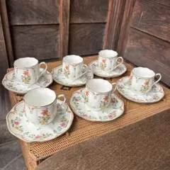 ナルミ クラシカル レトロ 花柄 デミタスカップ&ソーサー 6客