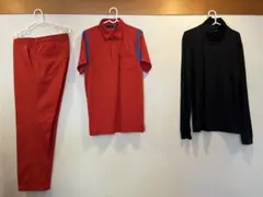 ゴルフウェアセット 赤ポロシャツ 黒長袖 大幅値下げ！