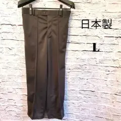 スラックス パンツ ブラウン L 日本製 センタープレス メンズ