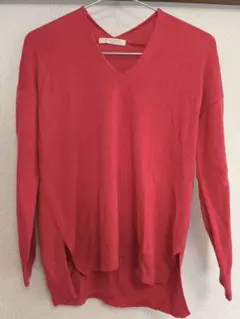 chocol raffine 赤 Vネック 長袖薄手ニット