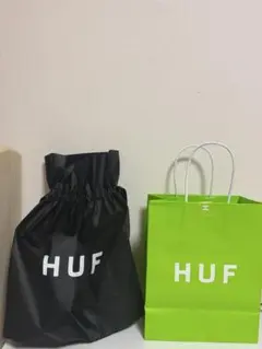 HUF ショップ袋と黒い収納袋セット