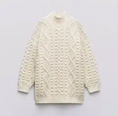 ZARA オーバーサイズ テクスチャー ニット S-M エクリュ