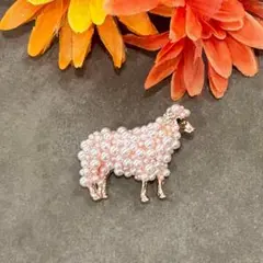 〇羊 ブローチ パール風 可愛い 上品 ゴールド 動物 卒業式 入学式 セレモニ