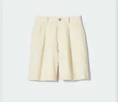UNIQLO リネンブレンドショーツ　Lベージュ　ハーフパンツ