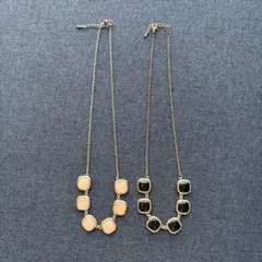 ネックレス　ゴールドチェーン　ビジュー　ピンク　ブラック　華やか　2本セット