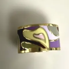マルチカラー エナメル ワイドリング ゴールドカラー