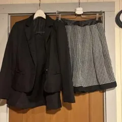 黒と白のチェック柄セットアップ3点セット