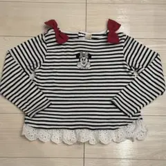 プティマイン　ミニーマウス ストライプ 長袖カットソー130