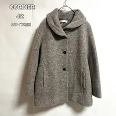 CORDIER コルディア ツイード ショールカラー コート グレー42Mサイズのサムネイル