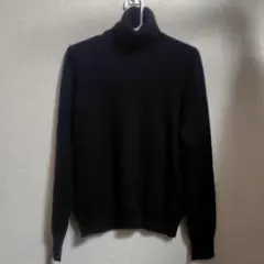ユニクロ　カシミア100% ニット タートルネック 黒 長袖 セーター　Lサイズ