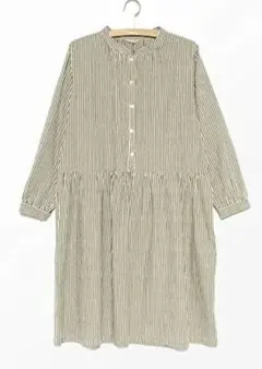 サマンサモスモス 綿麻柄アソート前開きワンピース ベージュ 未使用品