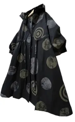 値下げ　ドット柄スプリングトレンチコート