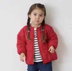 レッド キルティングジャケット 130cm プティマイン