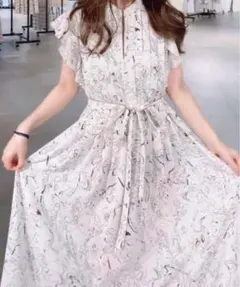 snidel スナイデル　マーブルフラワー柄ワンピース