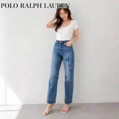 POLO RALPH LAUREN 花柄ペイント加工 デニムパンツ 25 ロゴ