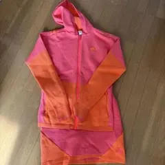 adidas フード付きジャケット ピンク/オレンジ　スカートセット