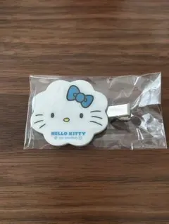 非売品！ハローキティ 前髪ヘアクリップ ブルーリボン 青