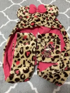 ディズニーミニーヒョウ柄ファンキャップマフラー