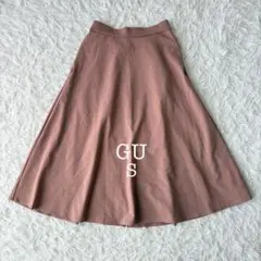 ジーユー フレアスカート ピンク（S）ウエストゴム くすみカラー 秋素材